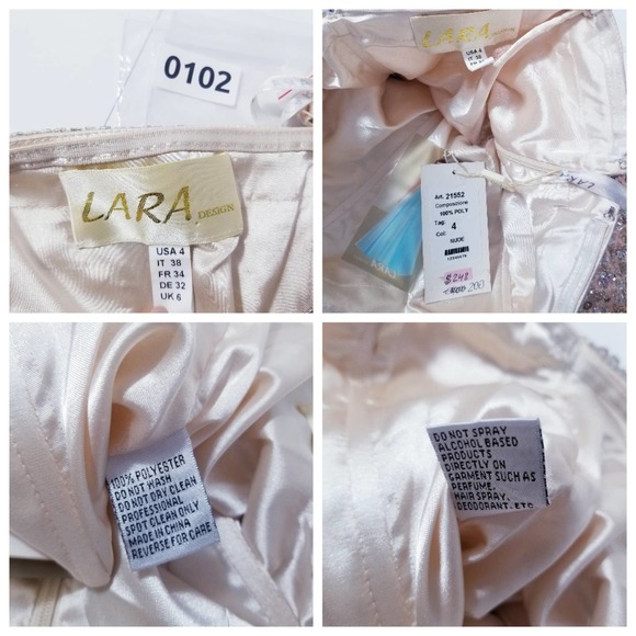 LARA Designs Rhinestones Jeweled Beads Embellished Champagne Mini Dress - Picture 12 of 15